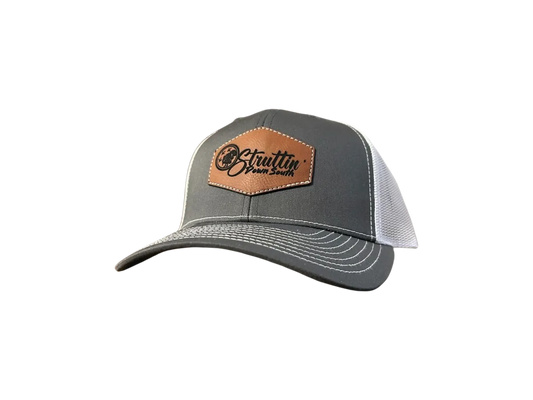 Leather Patch Charcoal/White Snapback