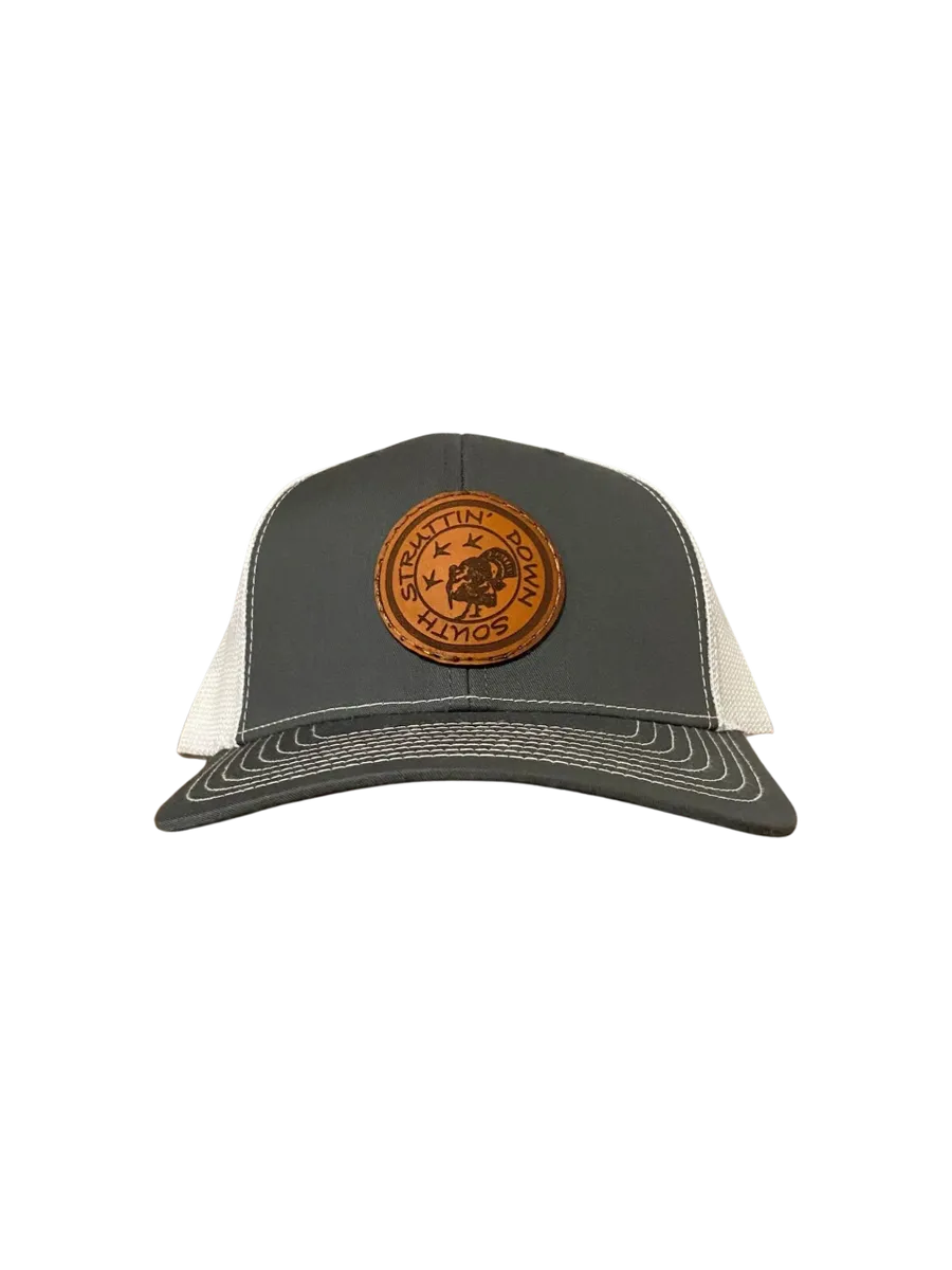 Leather Patch Charcoal/White Snapback