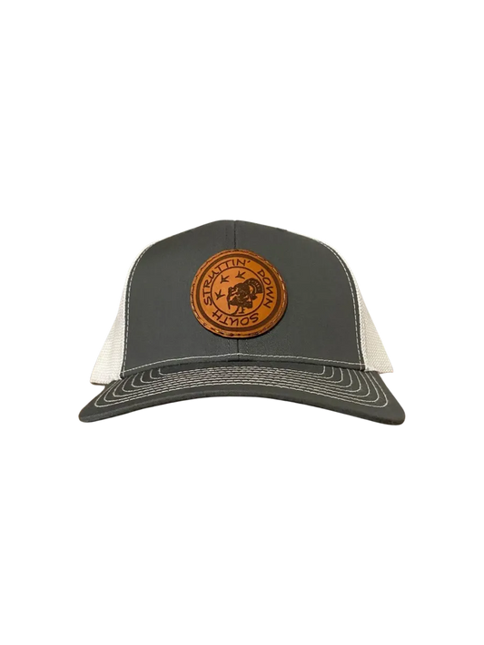 Leather Patch Charcoal/White Snapback