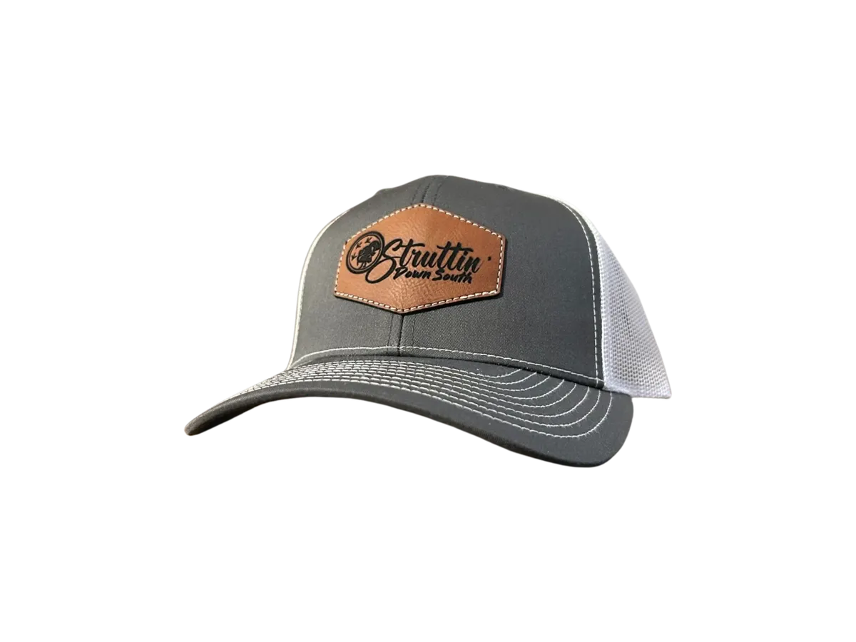 Leather Patch Charcoal/White Snapback