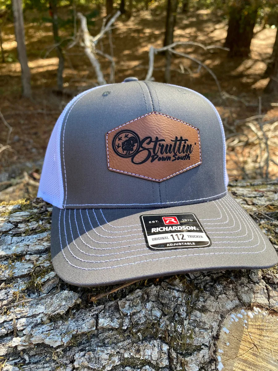 Leather Patch Charcoal/White Snapback