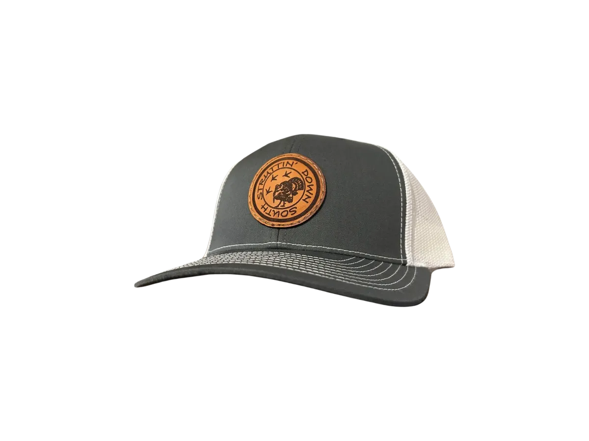 Leather Patch Charcoal/White Snapback